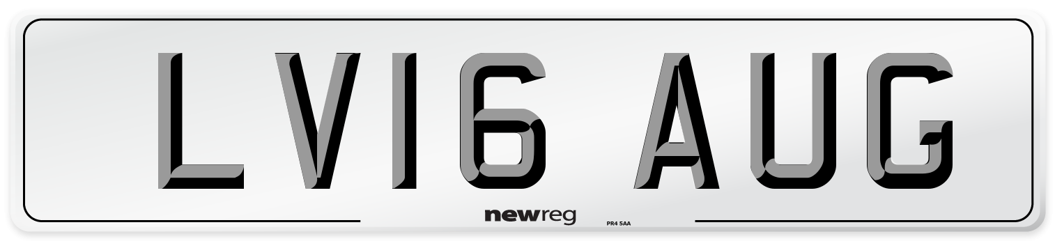 LV16 AUG Number Plate from New Reg